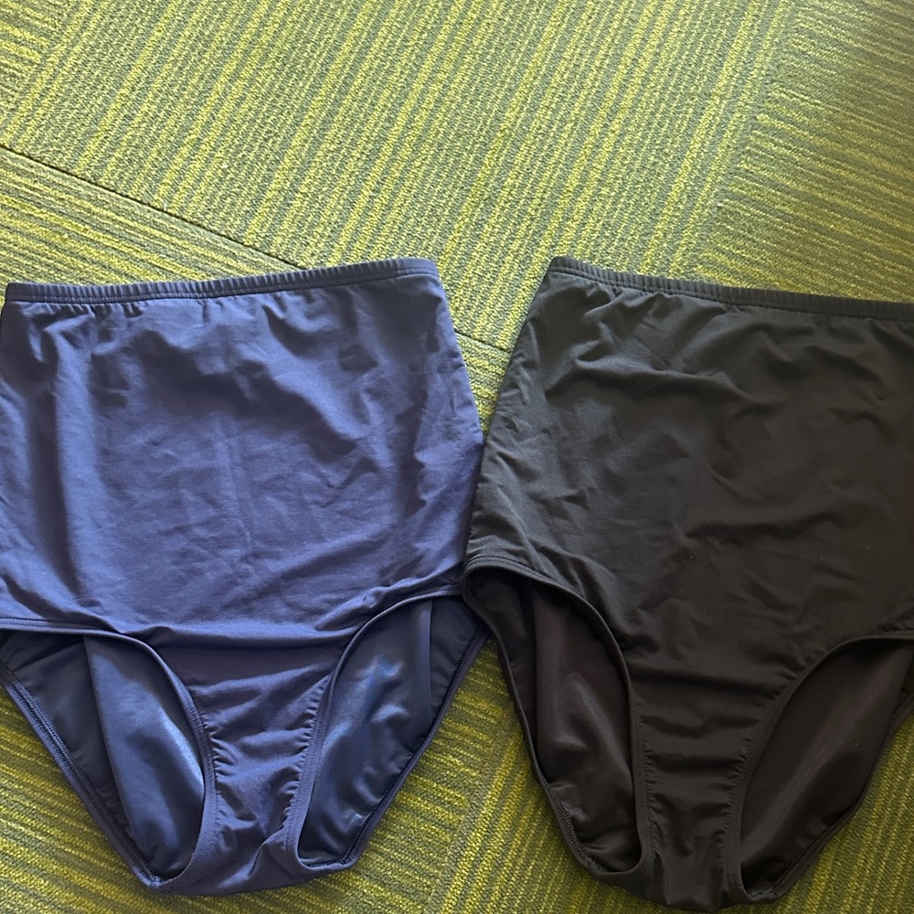 Lands end swim bottoms Set of Two High-Waisted slimming in Blue and Black size 6